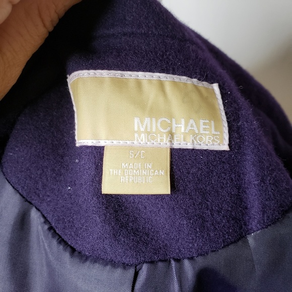 Michael Kors Pea Coat Wool Blend Purple Size Small - Picture 3 of 7